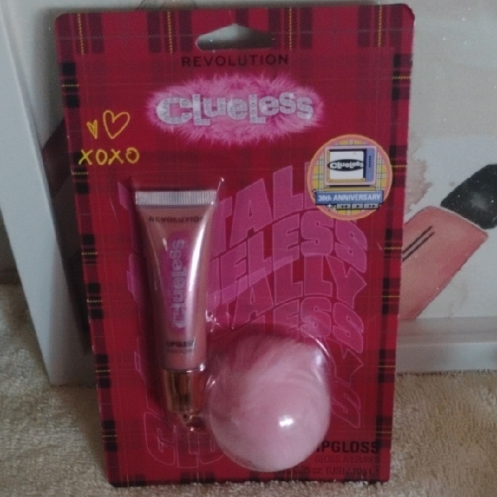 Revolution Clueless Pink Lip Gloss with Pom-Pom
